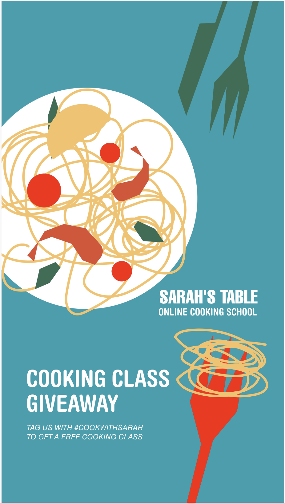 Teal Culinary Class Giveaway Poster Design