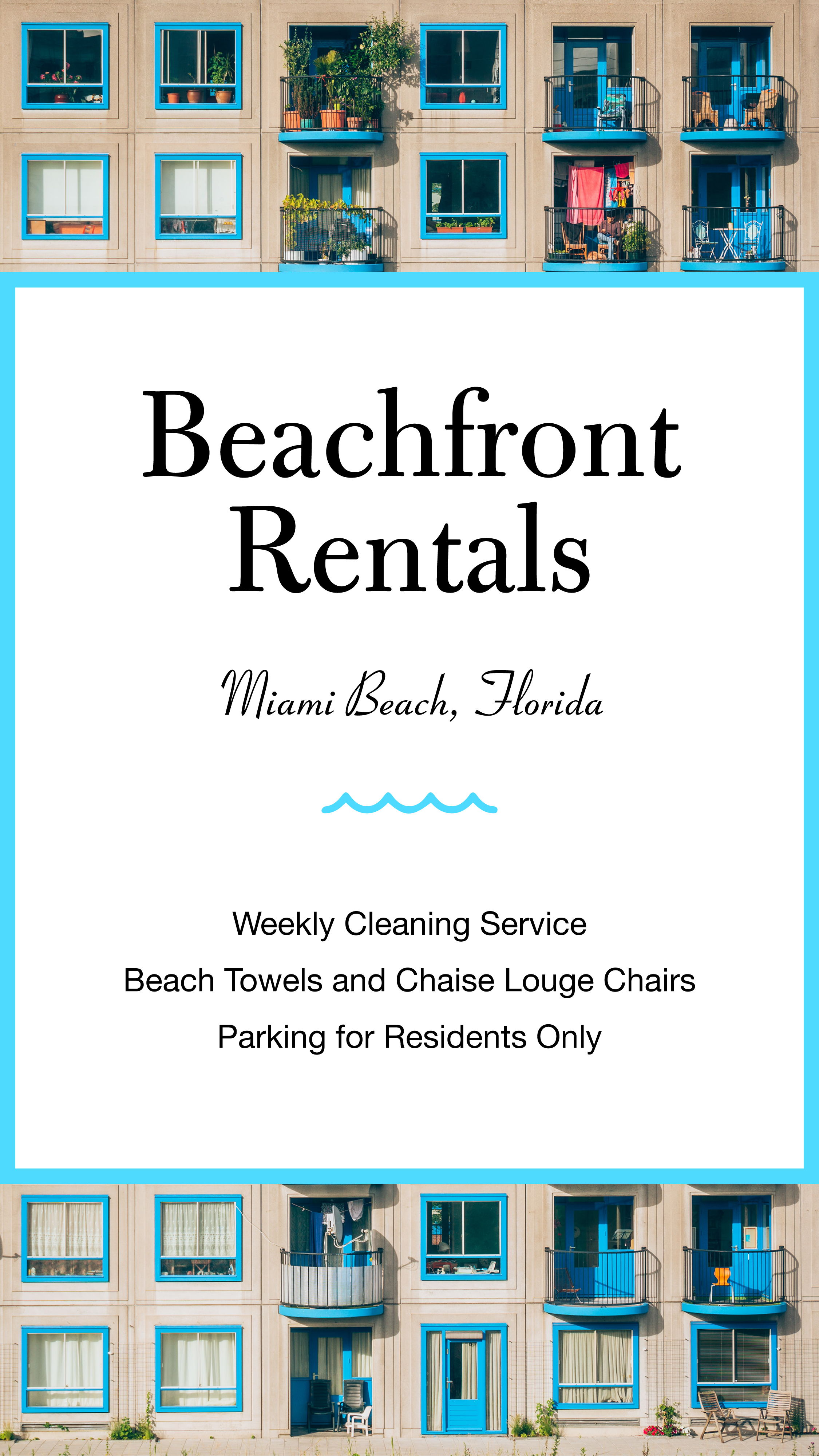 Sunny Blue Sky Beachfront Rentals Poster