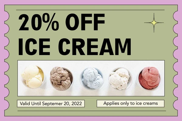 Template Savory Ice Cream Discount Ad Olive Pink Highlights
