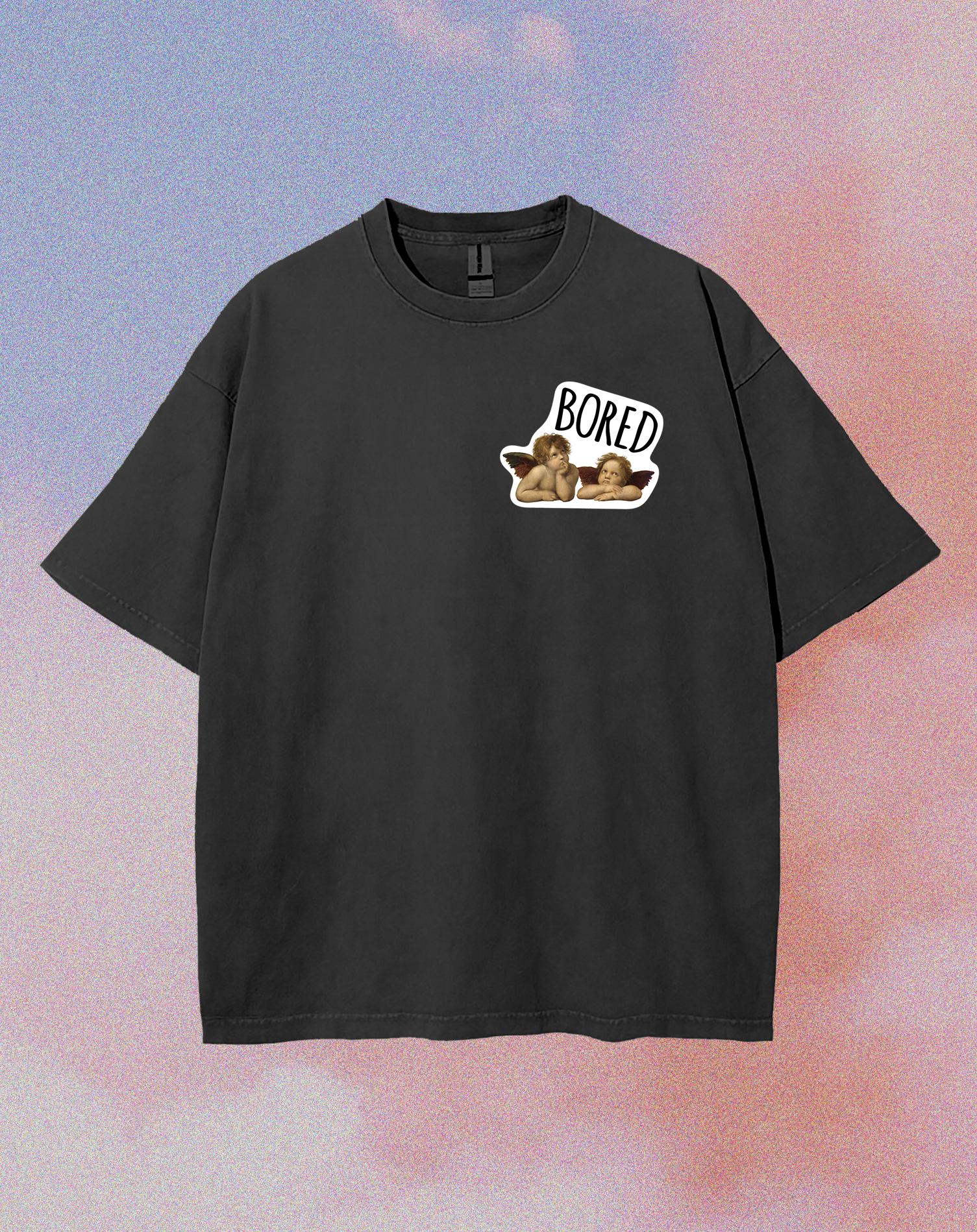 Template Playful Bored Cherubs Black T-Shirt Design