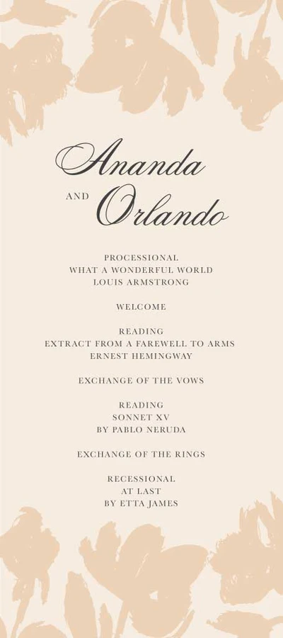 Template Elegant Beige Wedding Program Poster