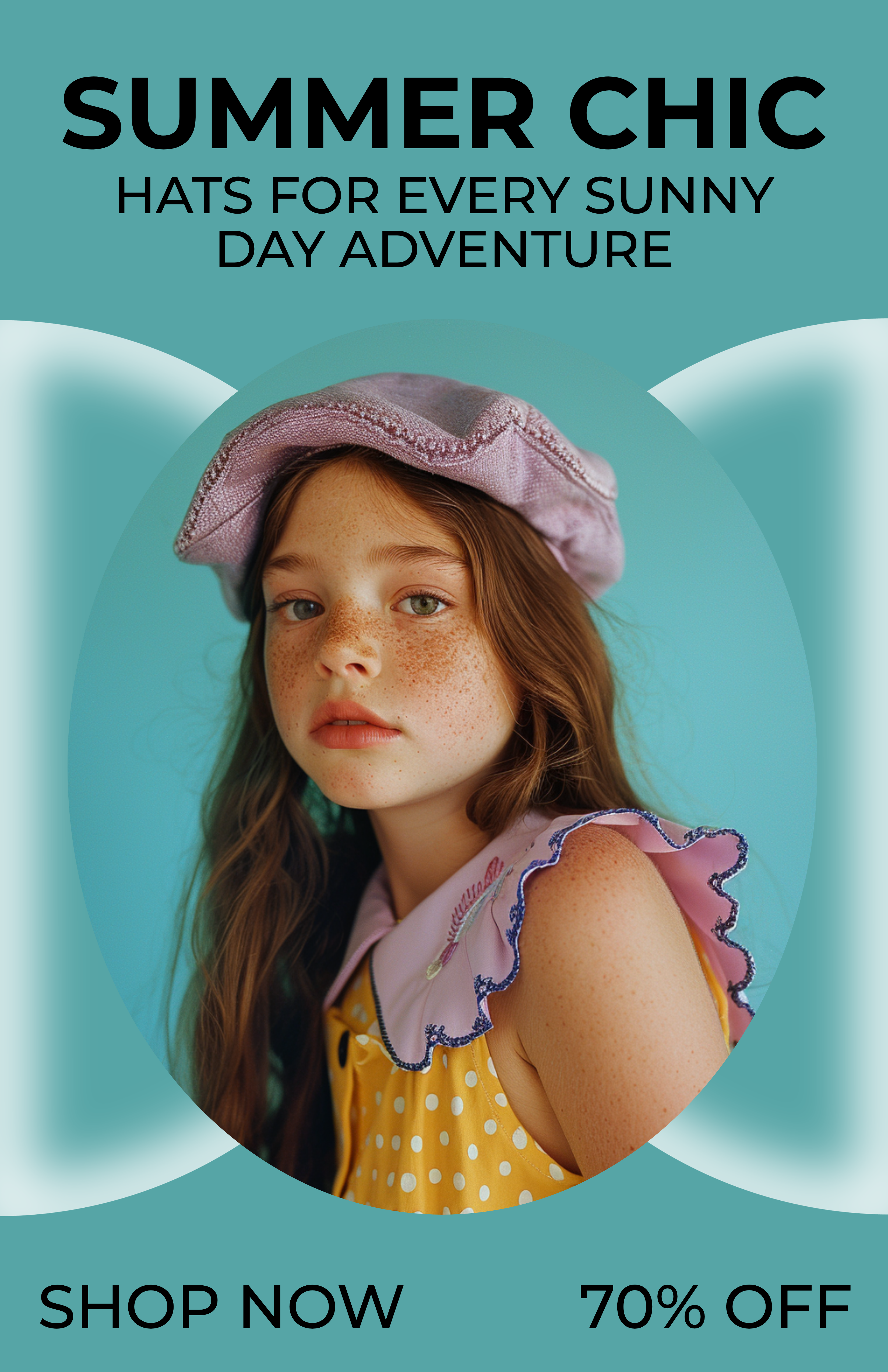 Template Chic Summer Hats Poster In Teal