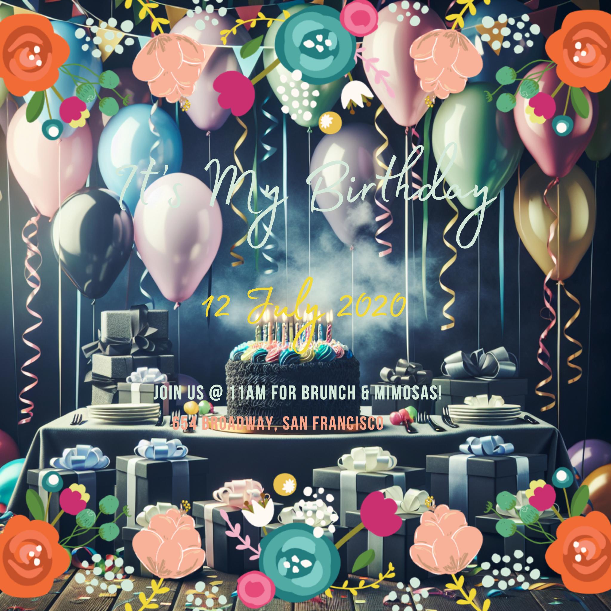 Navy and Coral Birthday Bash Invitation Post