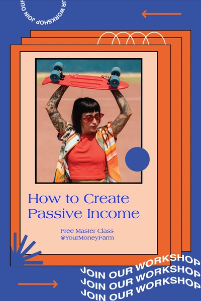 Template Vibrant Orange and Blue Workshop Poster Design