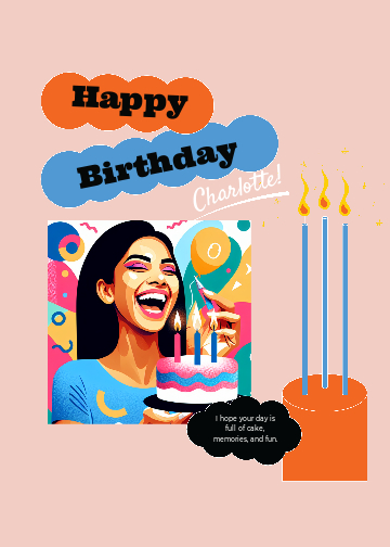 Cheerful Blue and Orange Birthday Post Template