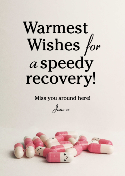 Get Well Soon Greeting Card Template Pink White