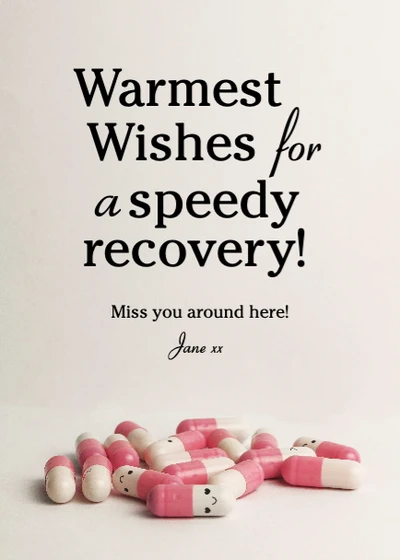 Template Get Well Soon Greeting Card Template Pink White