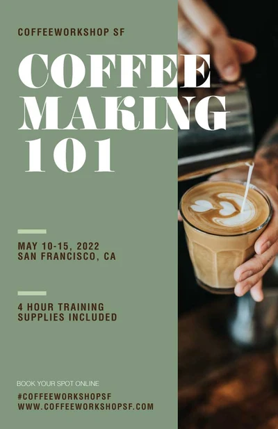 Template Elegant Green Coffee Workshop Ad Design