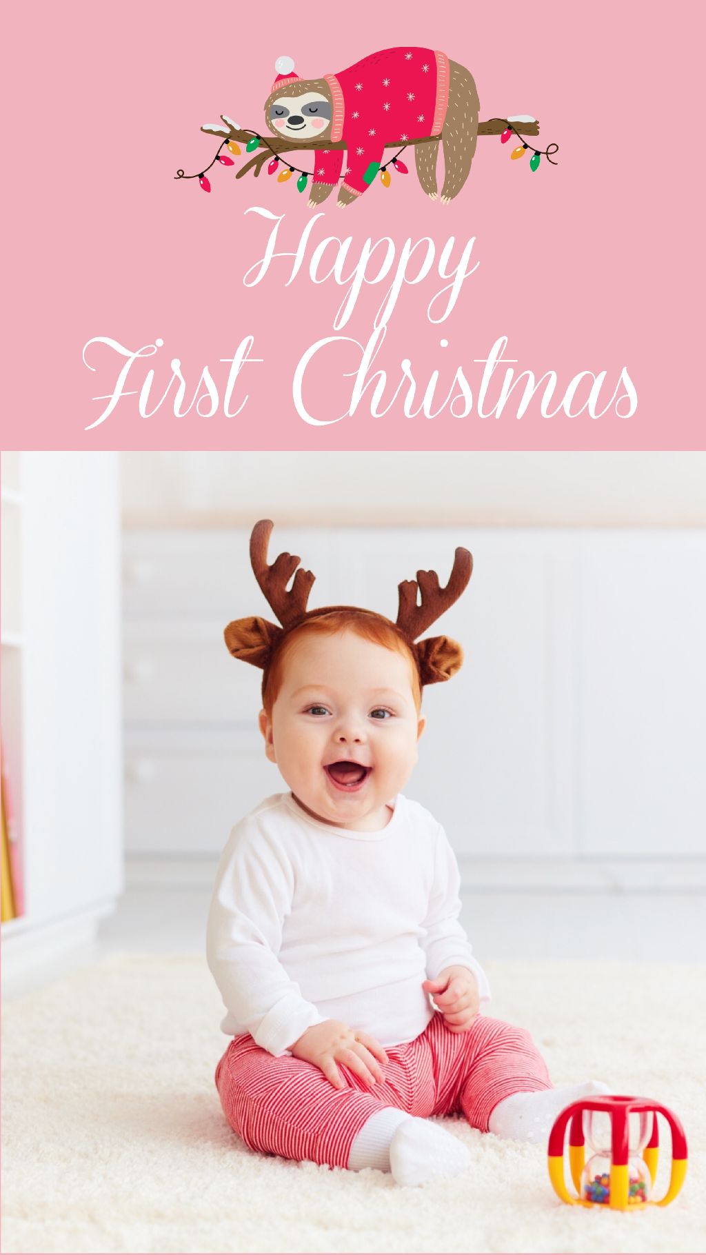 Joyful Baby's First Christmas Poster in Pink