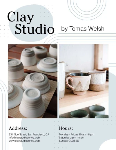 Template Elegant Beige Pottery Workshop Flyer Template