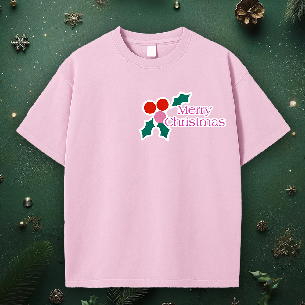 Template Merry Christmas Pink T-Shirt Design