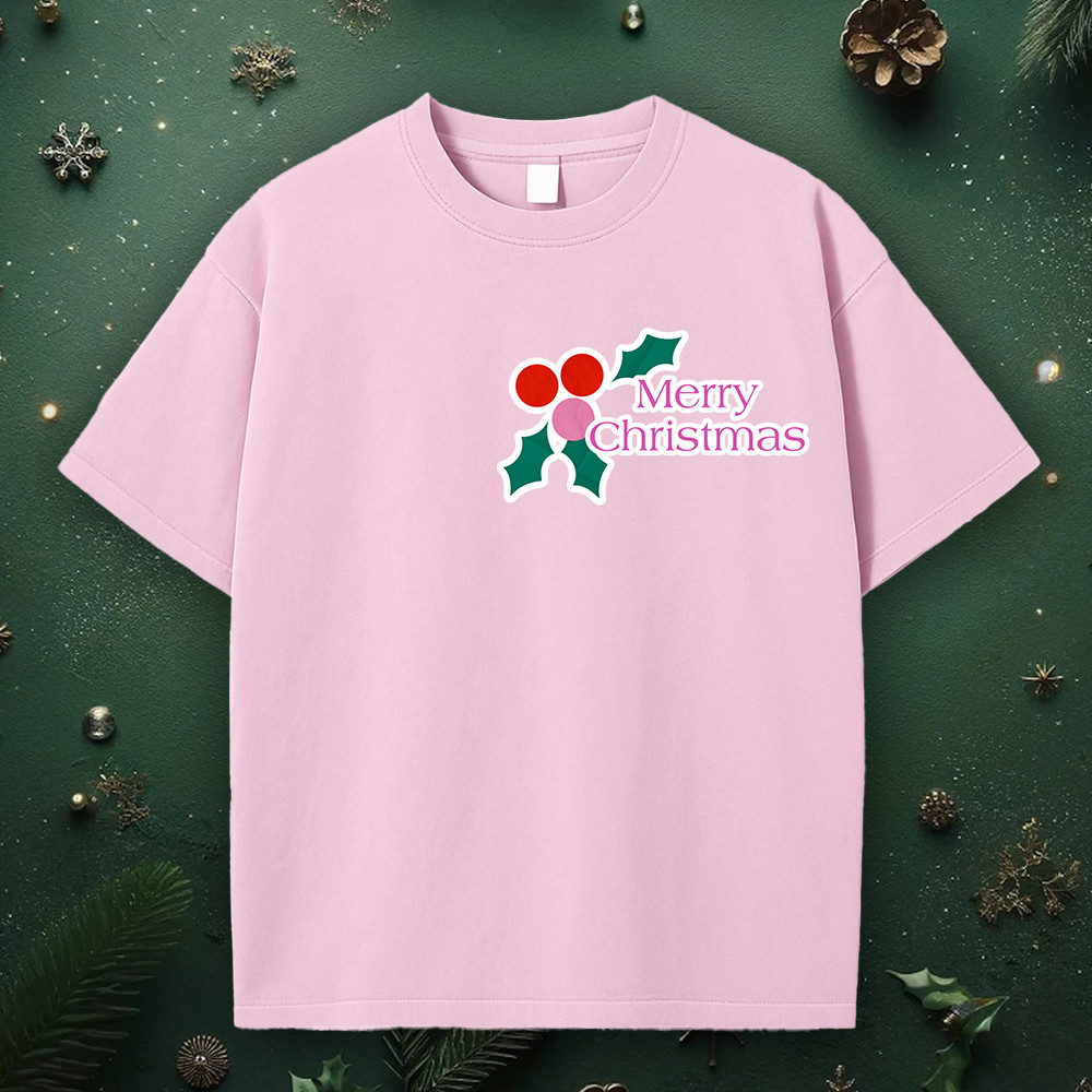 Template Merry Christmas Pink T-Shirt Design