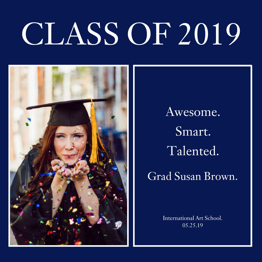 Elegant Navy Blue Graduation Announcement Poster