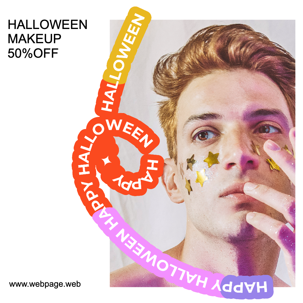 Halloween Makeup Discount Instagram Square Post Orange