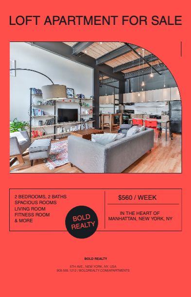 Chic Red Loft Ad Modern Interior Design