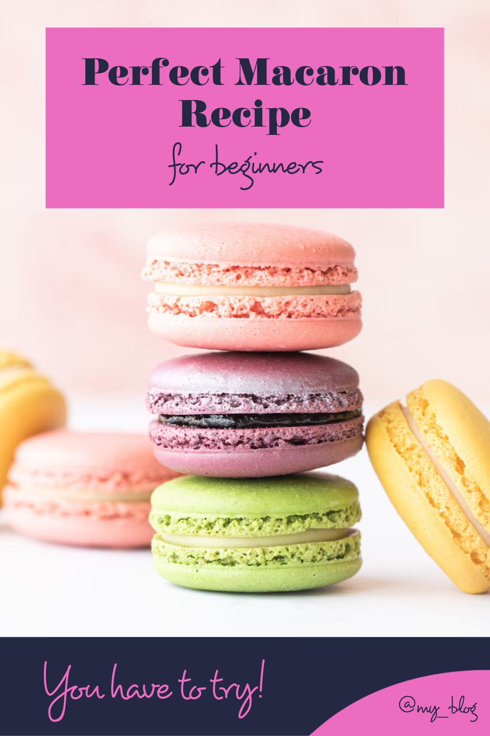 Template Delicious Macaron Recipe Poster in Pink and Green