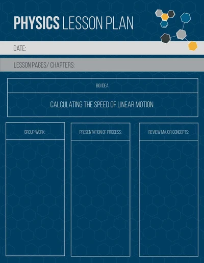 Template Sleek Navy Blue Physics Lesson Plan Template
