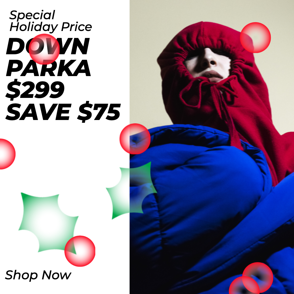 Catchy Red and Blue Parka Sale Ad