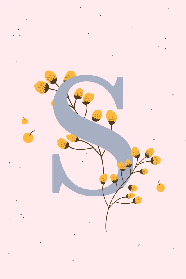 Serene Blue Floral Alphabet Poster Design