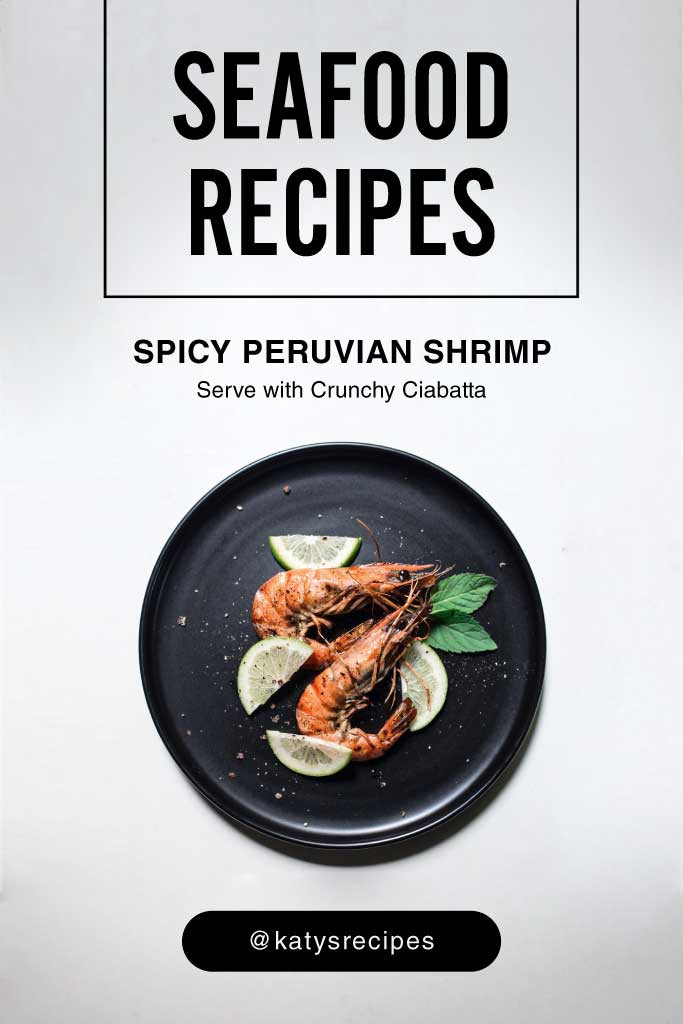 Template Spicy Peruvian Shrimp Recipe Poster Black and White
