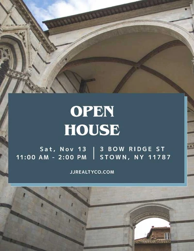 Template Elegant Navy Blue Real Estate Open House Post