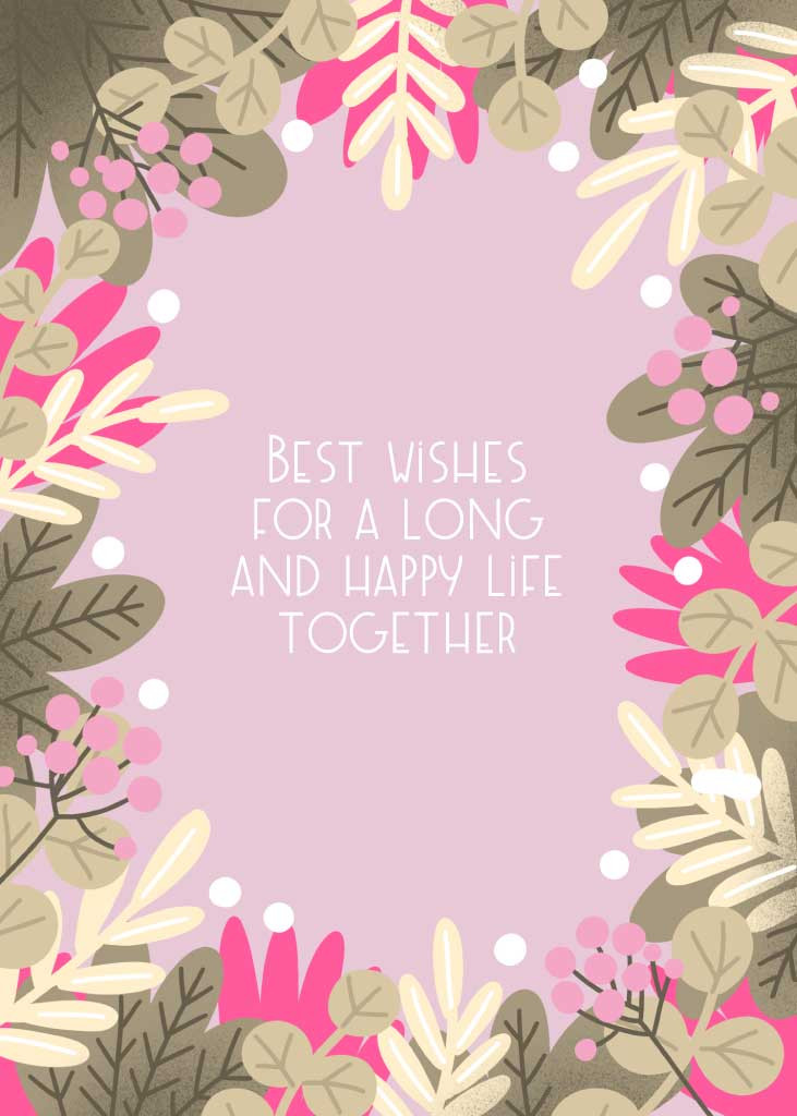 Template Elegant Wedding Wishes Poster with Pink Highlights
