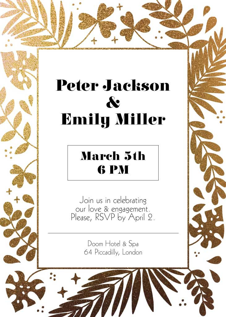 Template Elegant Gold and White Engagement Invitation Post