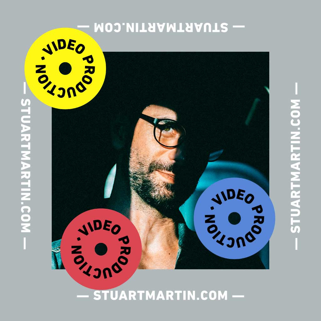 Template Striking Cyan and Magenta Video Production Ad