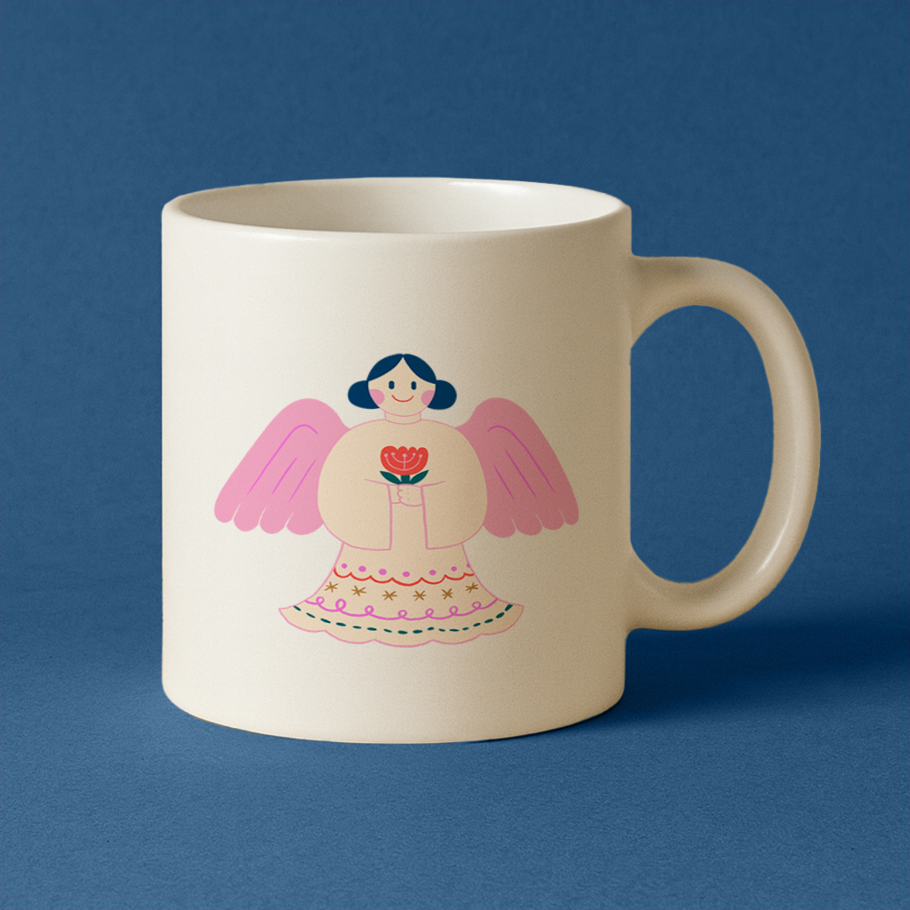 Template Charming Angel Mug Design with Pink Wings