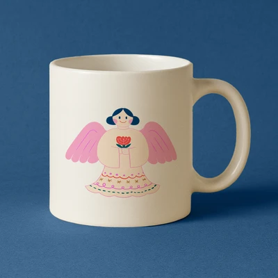 Template Charming Angel Mug Design with Pink Wings