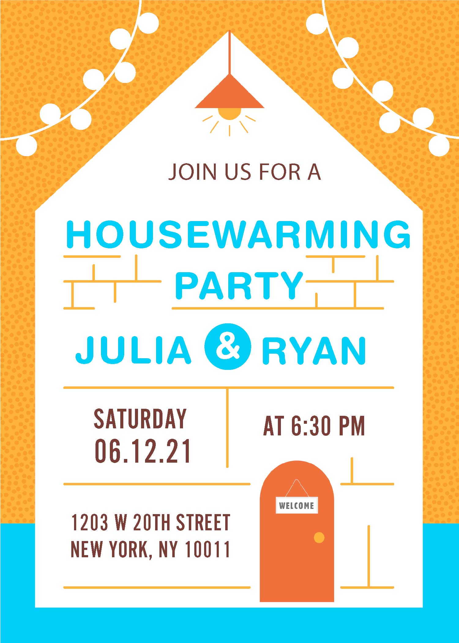 Cheerful Orange Housewarming Party Invitation