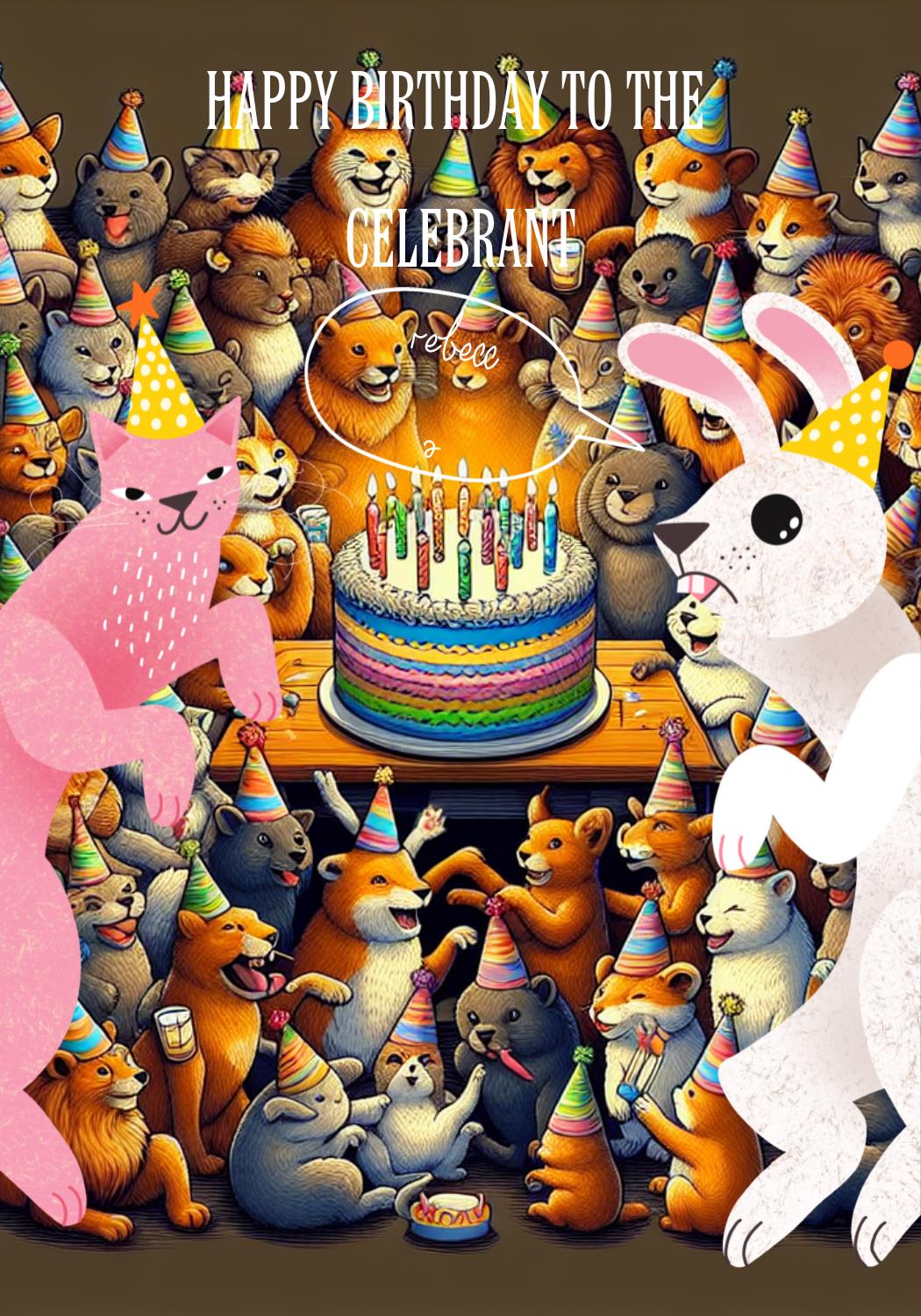 Whimsical Birthday Post with Pink and Teal Animals