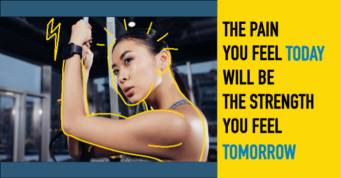 Motivational Fitness Poster in Blue and Yellow