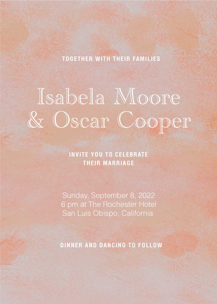 Elegant Wedding Invitation Post in Peach