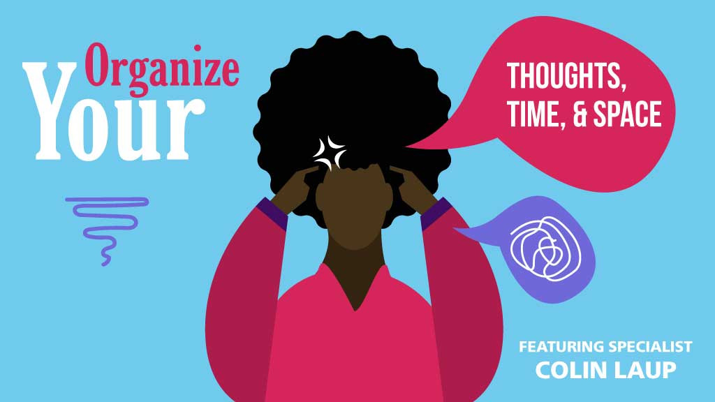 Template Efficient Mindfulness Poster in Blue and Pink Hues