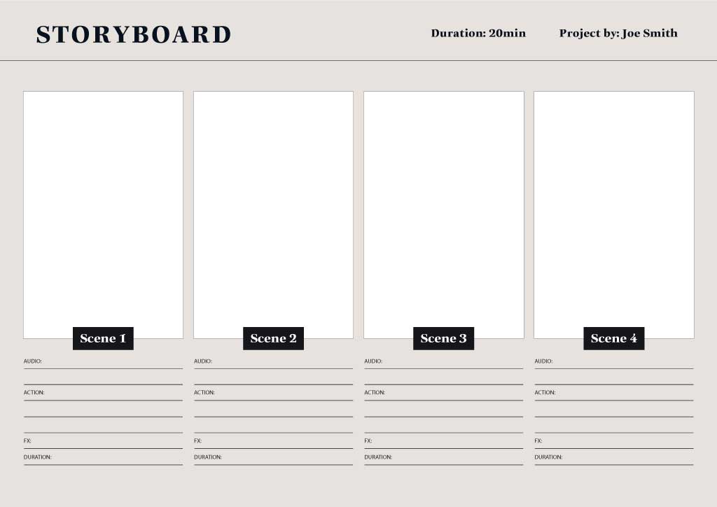 Sleek Gray Storyboard Template for Professionals