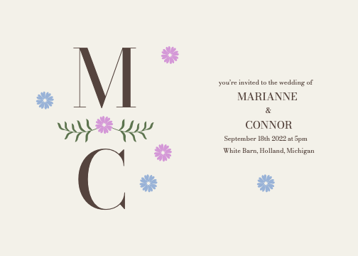 Elegant Floral Wedding Invitation Post Cream