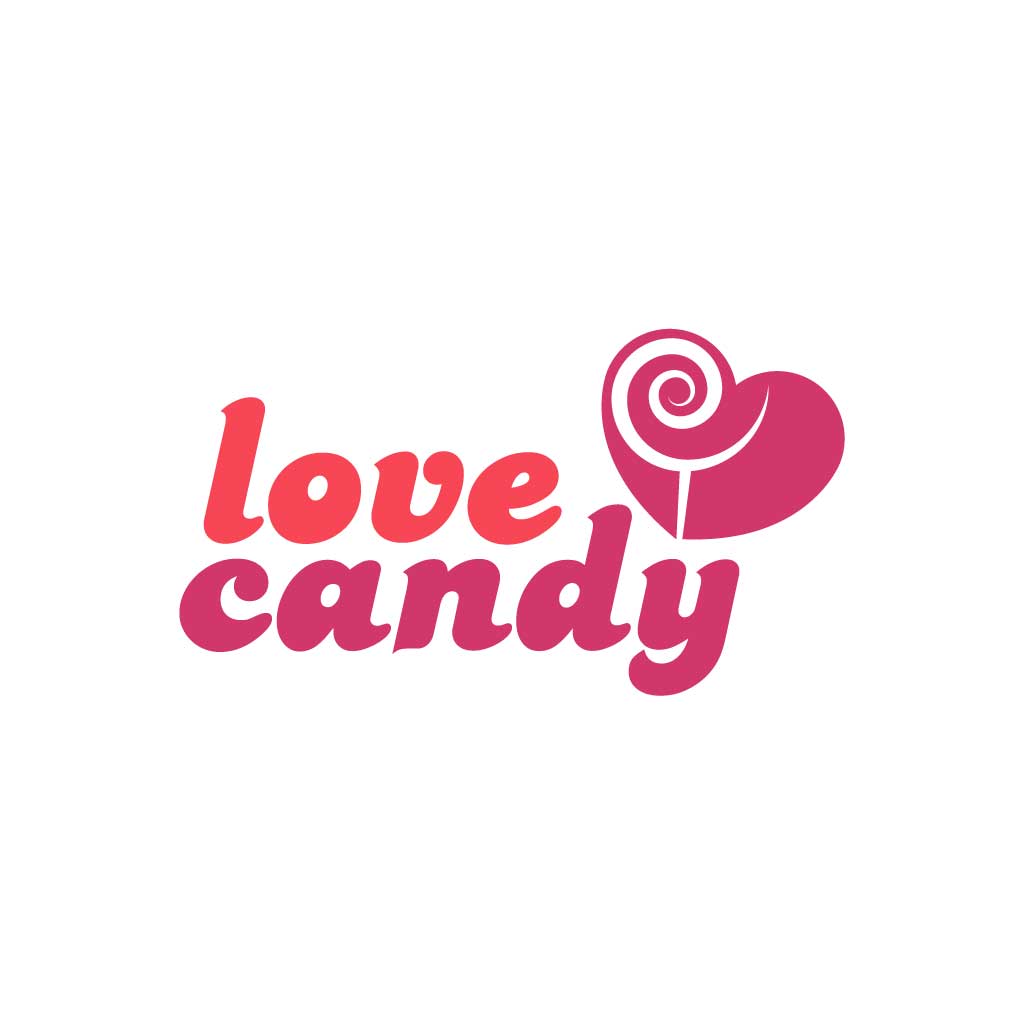 Sweet Pink Love Candy Logo Design Template