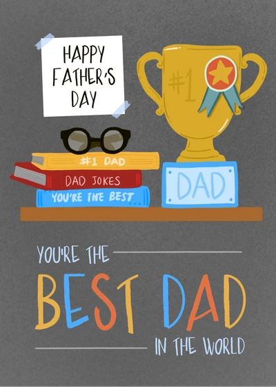 Template Cheerful Father's Day Celebration Poster Grey and Gold