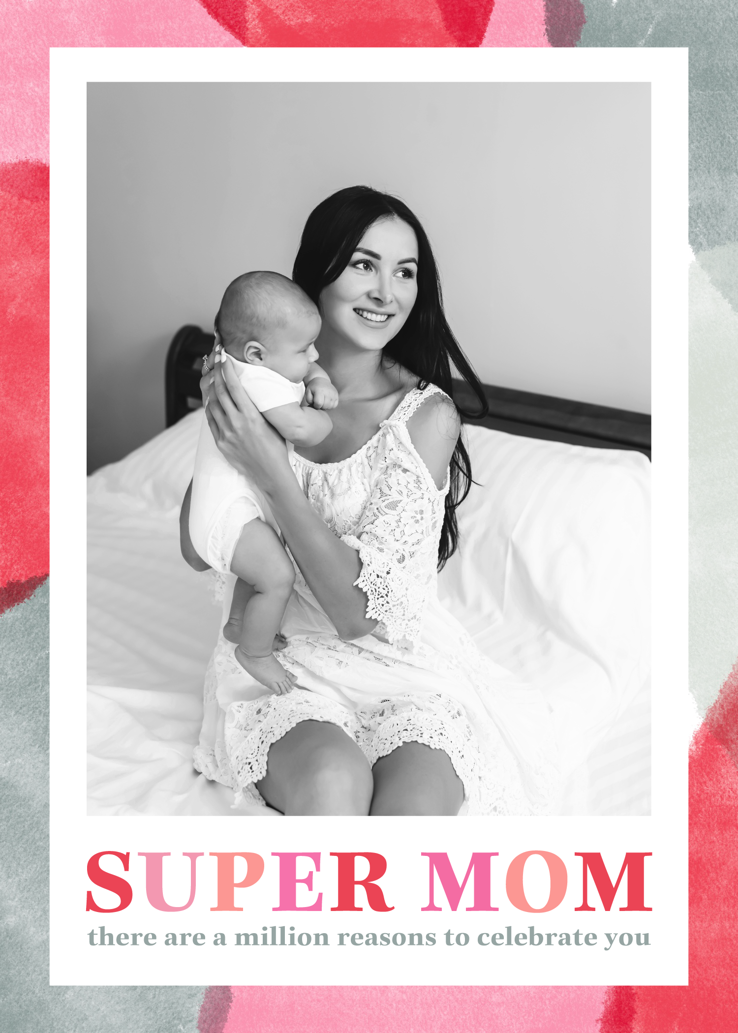 Template Celebrating Motherhood Red White Poster Design