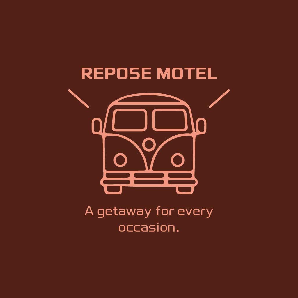 Chic Maroon Repose Motel Branding Poster