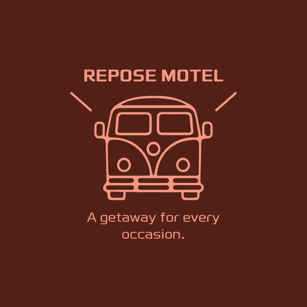 Template Chic Maroon Repose Motel Branding Poster