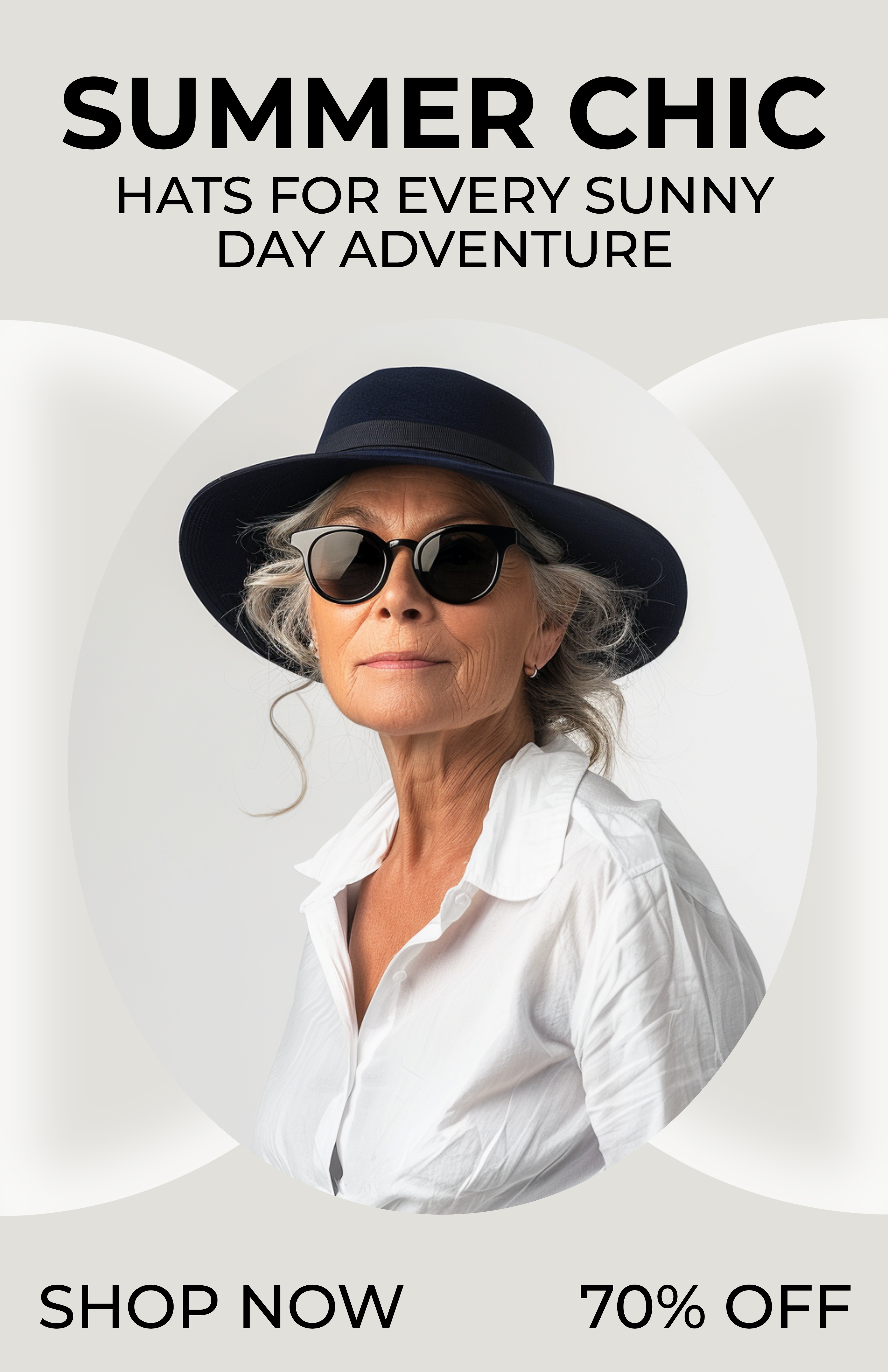 Template Stylish Summer Hat Poster in White