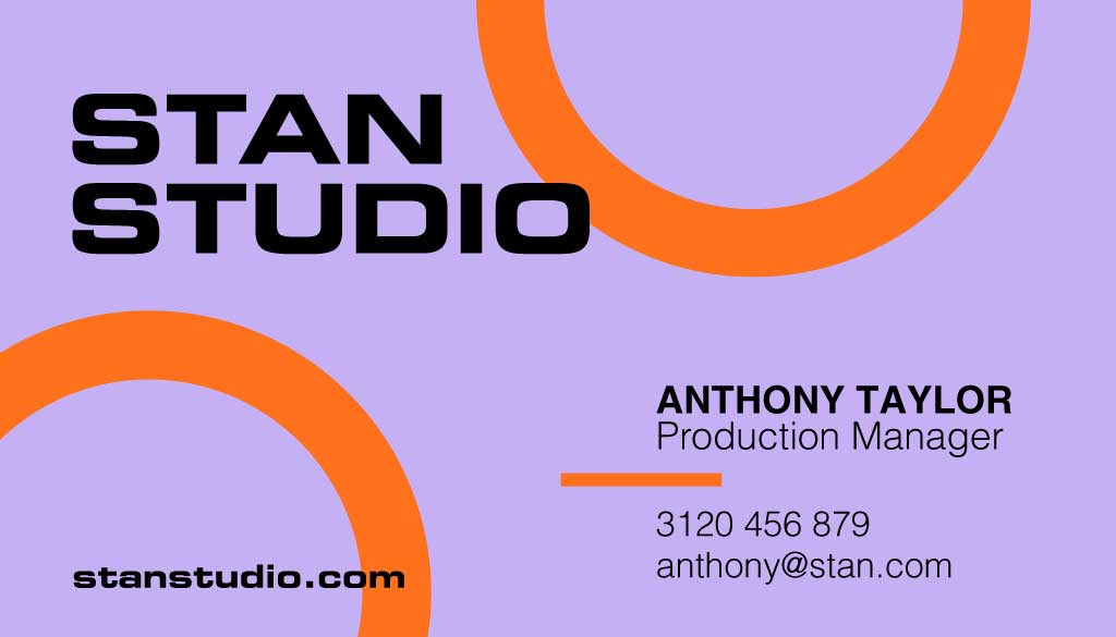 Template Sleek Orange and Purple Business Card Template