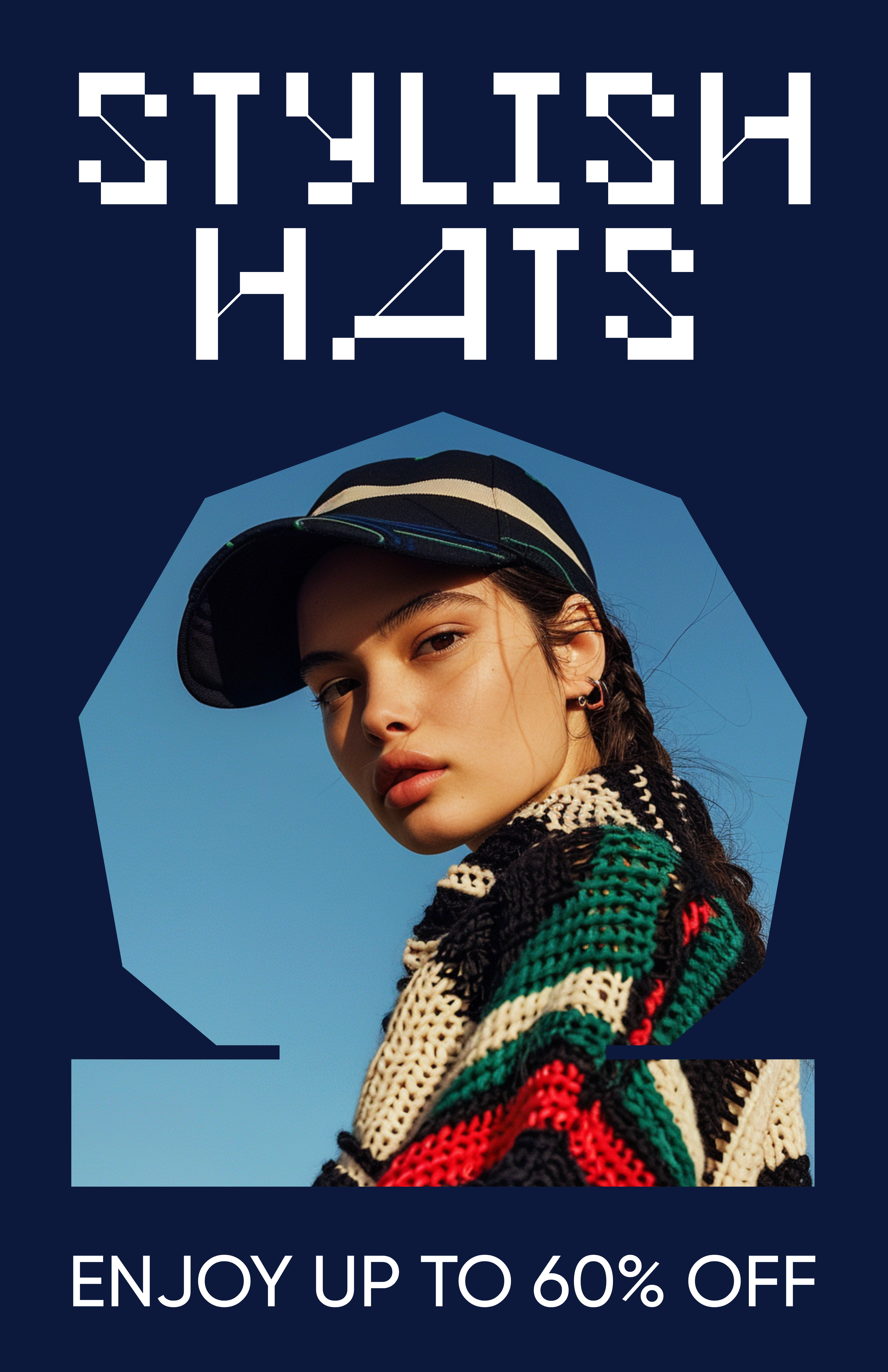 Template Trendy Navy Fashion Sale Poster Design