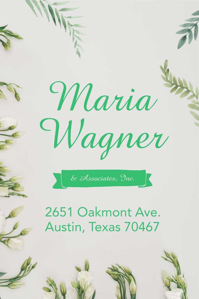 Elegant Green Floral Business Card Template