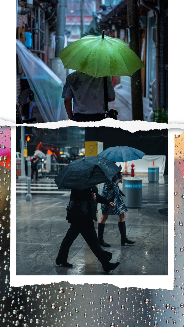 Rainy Day Umbrella Street Poster Design