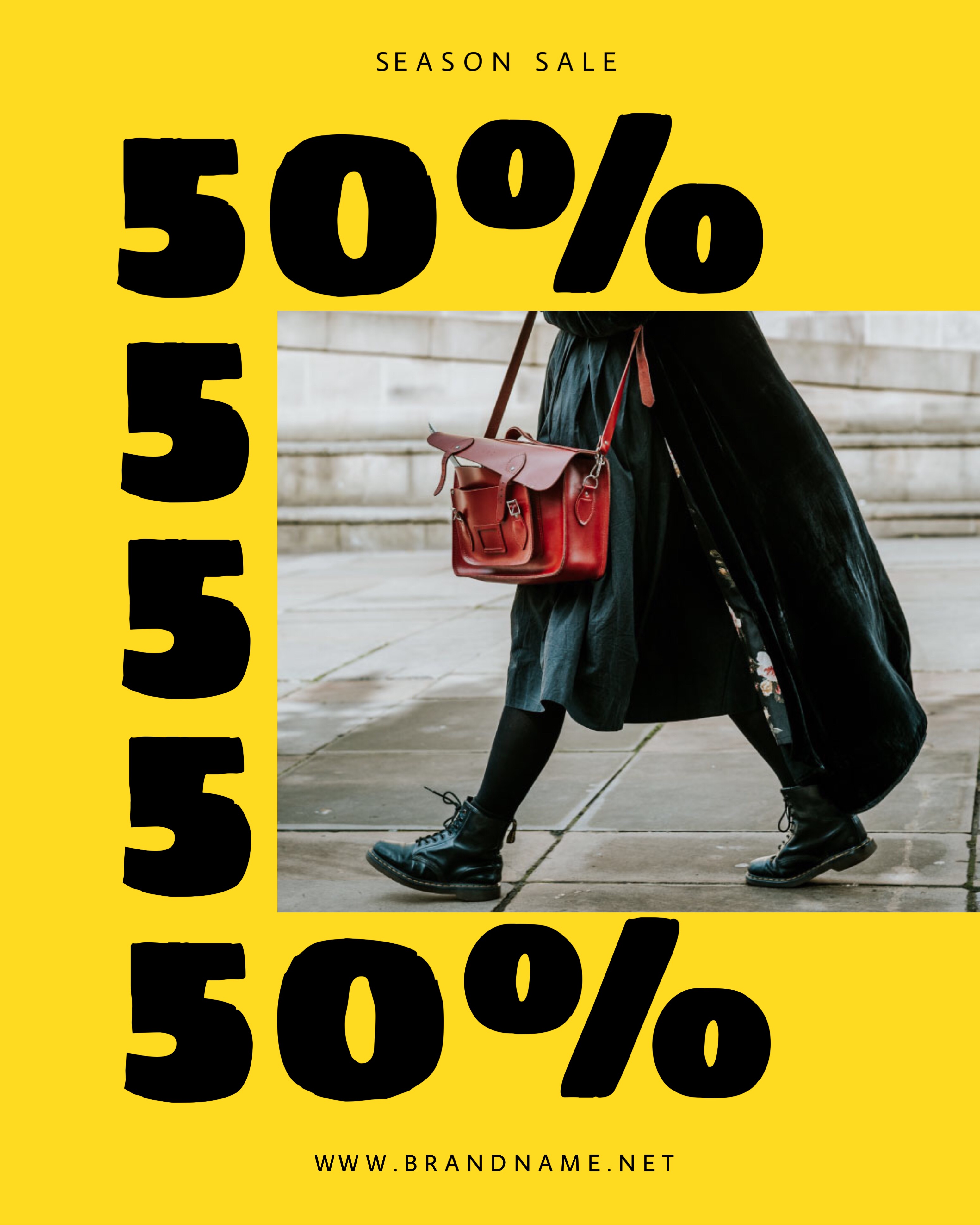 Yellow Sale Alert Fashion Ad Poster Design