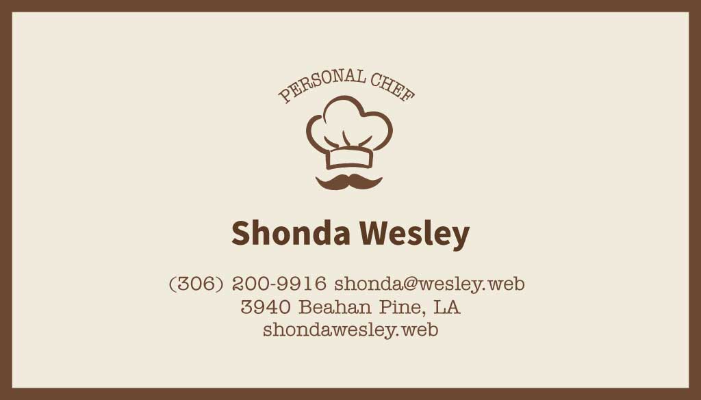 Elegant Personal Chef Business Card Template in Brown