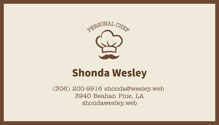 Template Elegant Personal Chef Business Card Template in Brown